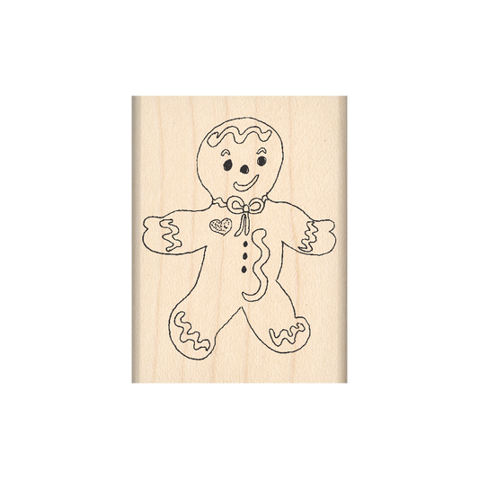 Gingerbread Man Rubber Stamp 1.5" x 2" block