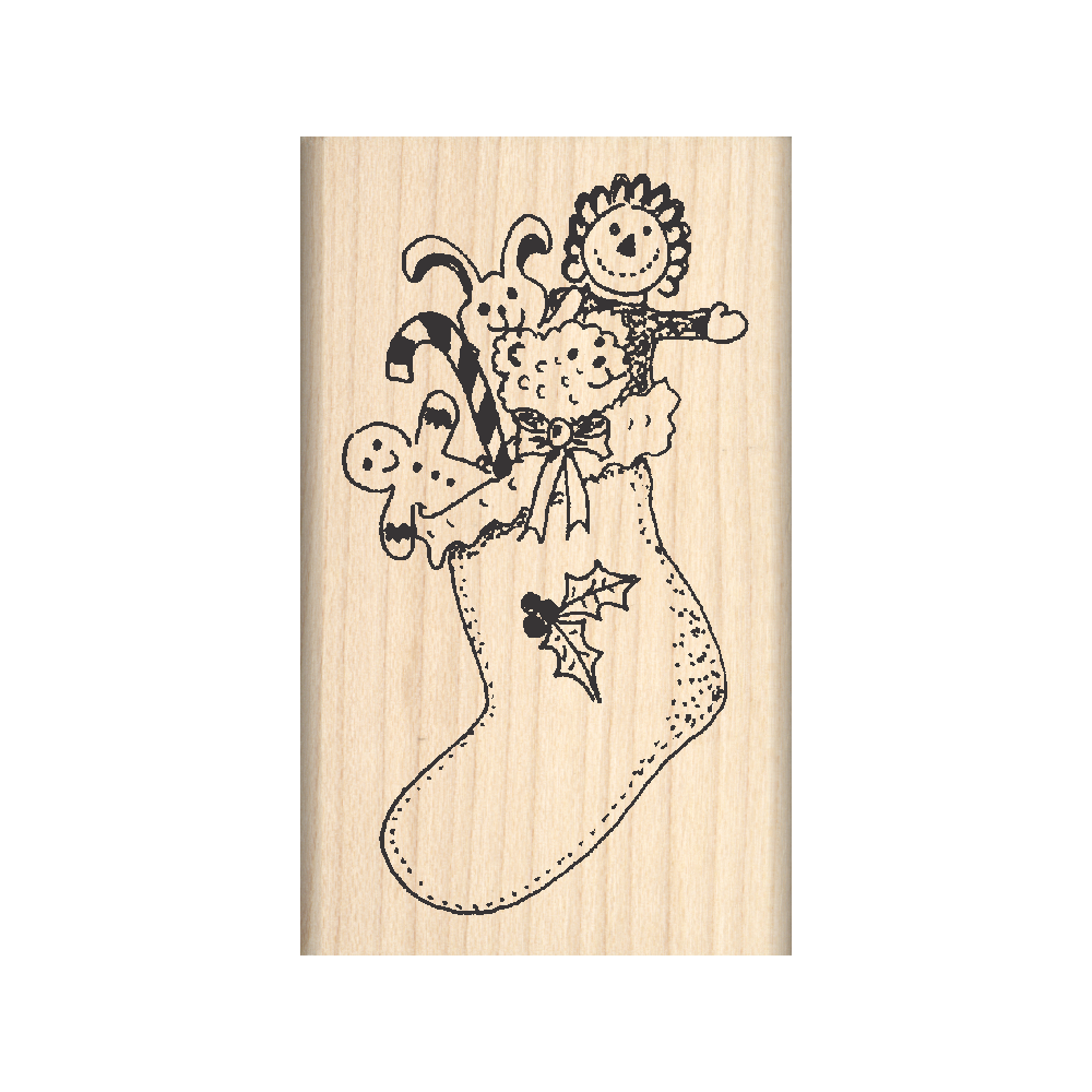 Christmas Stocking Rubber Stamp 1.5" x 2.5" block