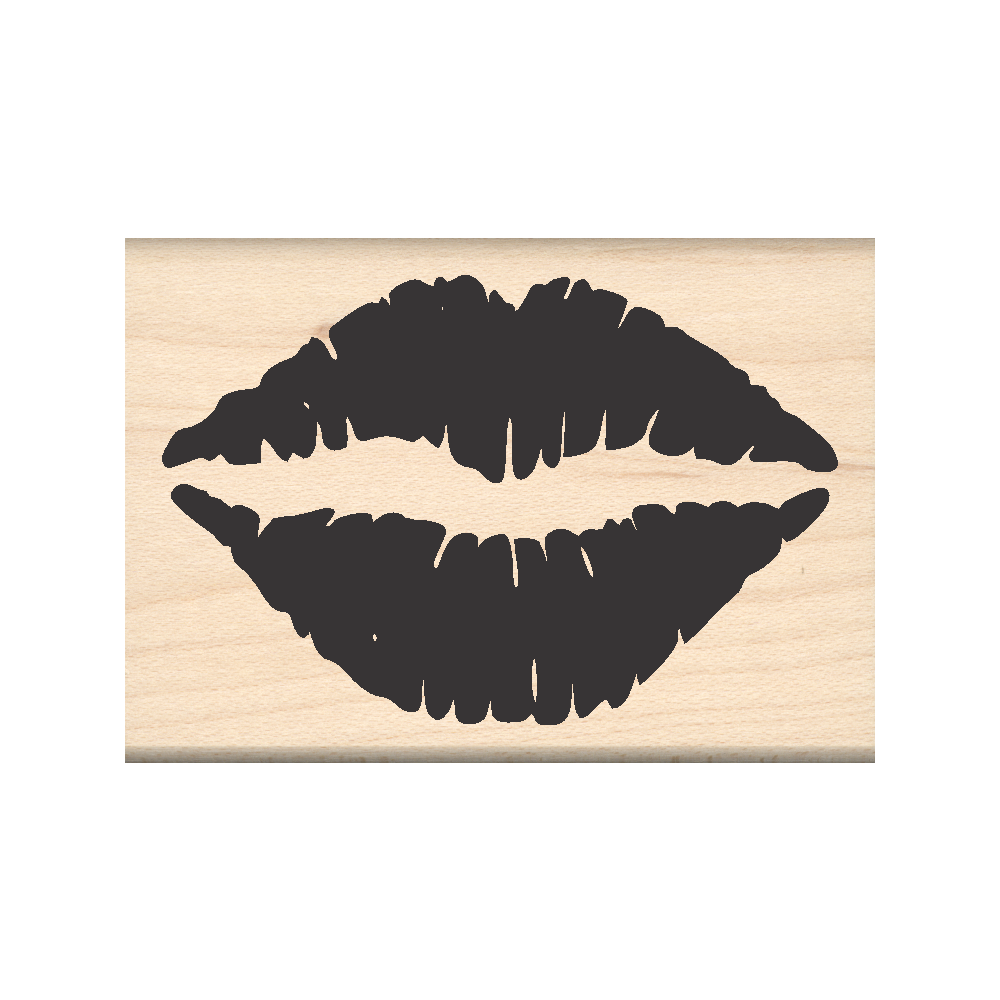 Lips Kiss Rubber Stamp 1.5" x 2.5" block