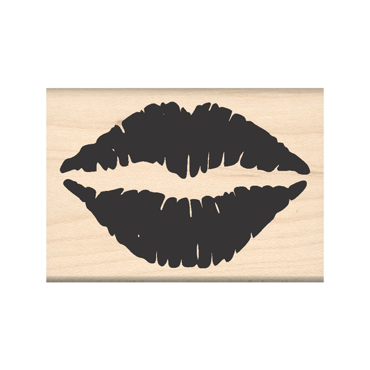Lips Kiss Rubber Stamp 1.5" x 2.5" block