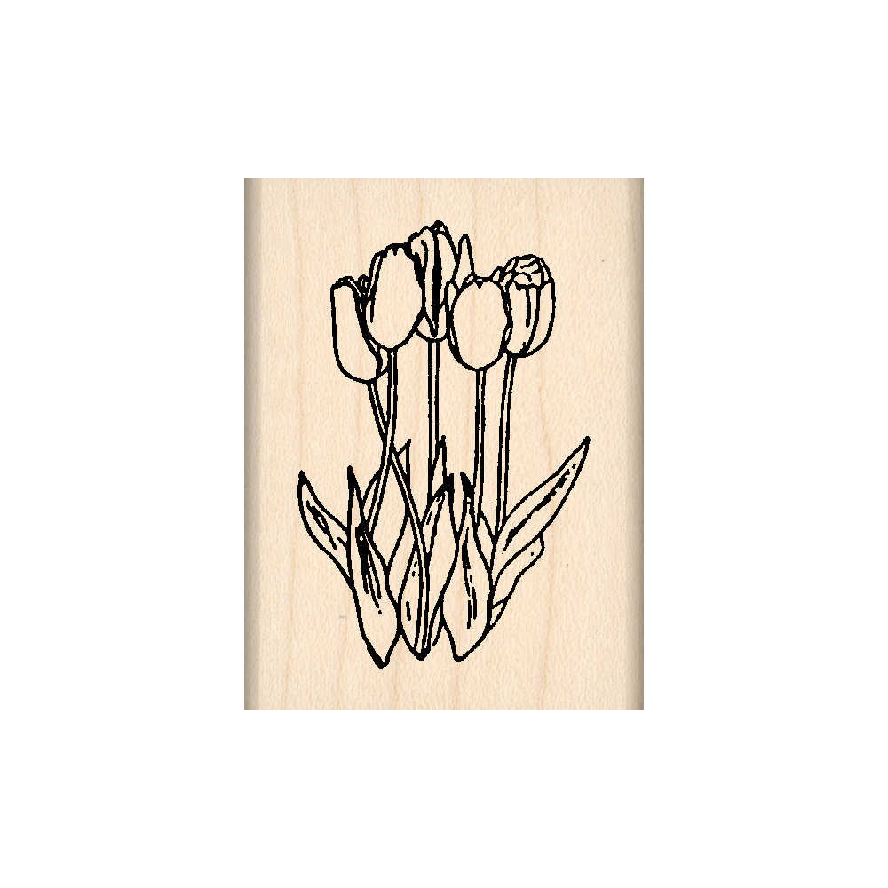 Tulips Rubber Stamp 1.5" x 2" block