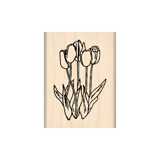 Tulips Rubber Stamp 1.5" x 2" block