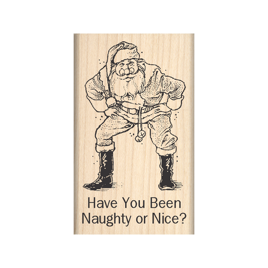 Have You Been Naughty or Nice? Rubber Stamp 1.5" x 2.5" block