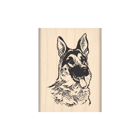 German Shepherd Rubber Stamp 1.5" x 2" block