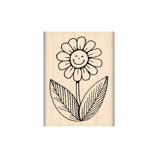 Smile Daisy Rubber Stamp 1.5" x 2" block
