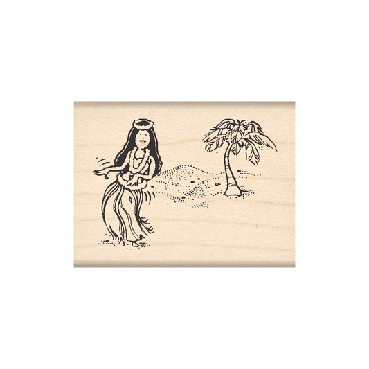 Hula Rubber Stamp 1.5" x 2" block