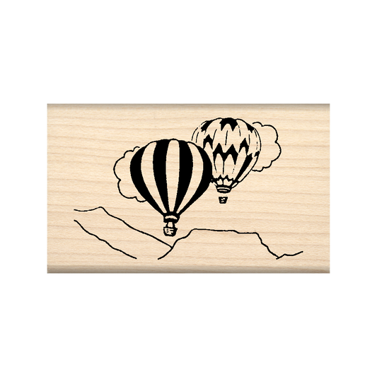 Hot Air Balloons Rubber Stamp 1.5" x 2" block