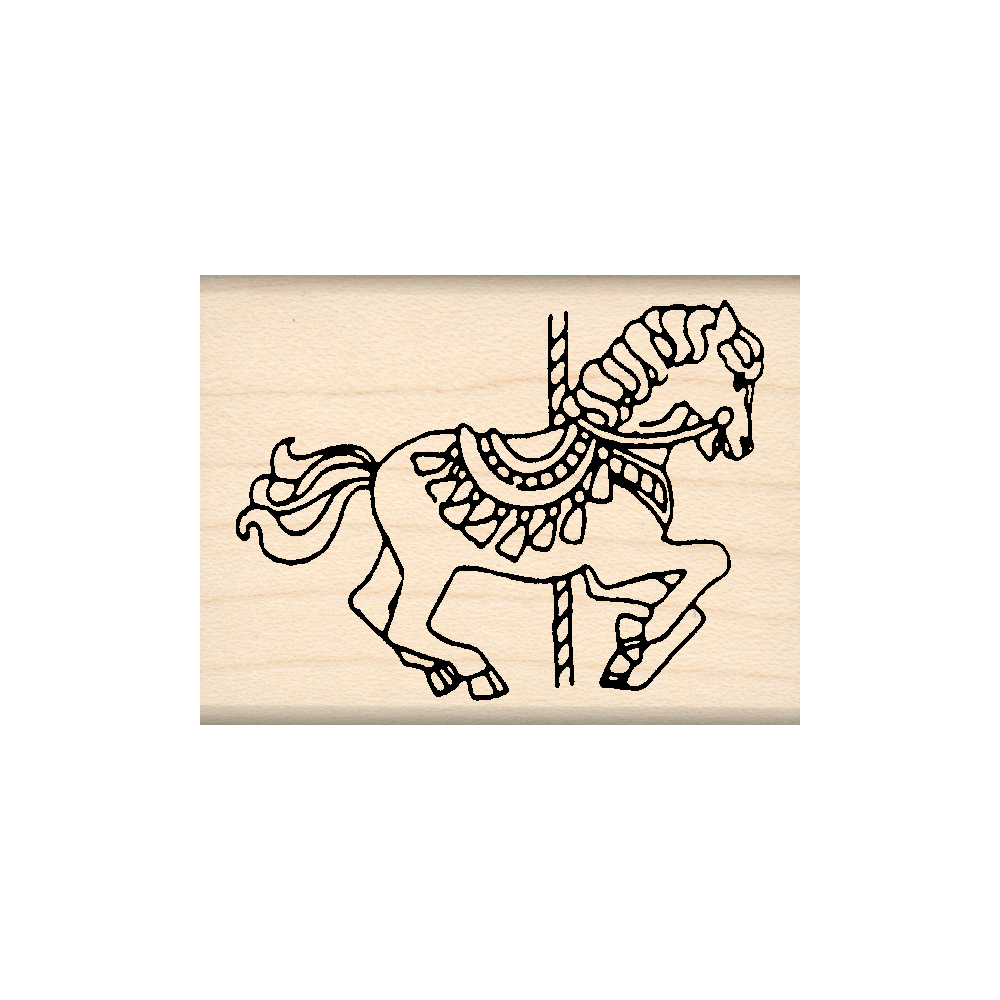 Carousel Horse Rubber Stamp 1.5" x 2" block