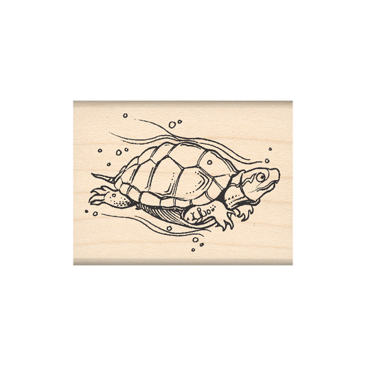 Sea Turtle Rubber Stamp 1.5" x 2" block