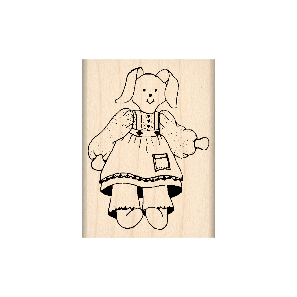 Bunny Doll Rubber Stamp 1.5" x 2" block