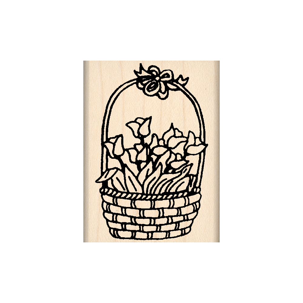 Tulip Basket Rubber Stamp 1.5" x 2" block