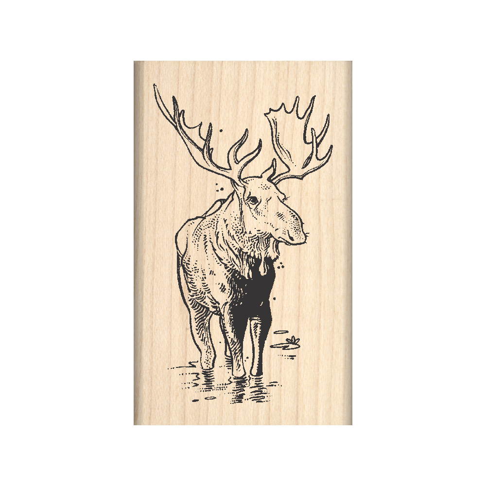 Moose Rubber Stamp 1.5" x 2.5" block