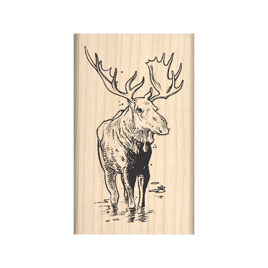 Moose Rubber Stamp 1.5" x 2.5" block