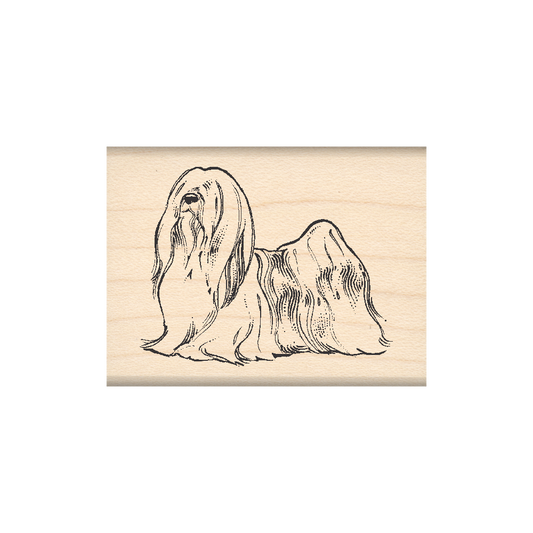 Lhasa Apso Rubber Stamp 1.5" x 2" block
