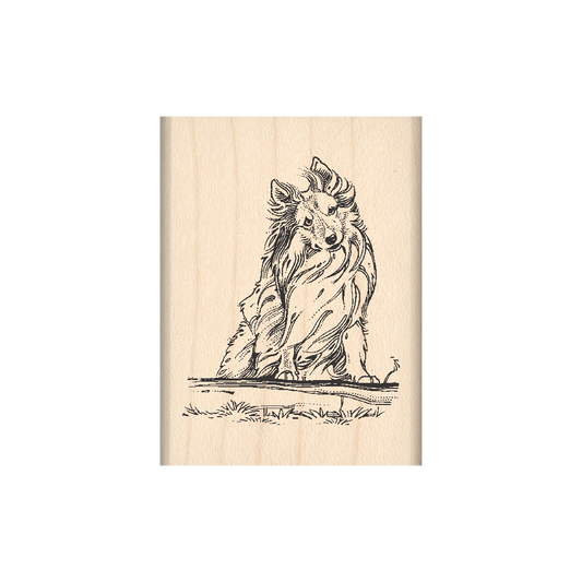Sheltie Rubber Stamp 1.5" x 2" block