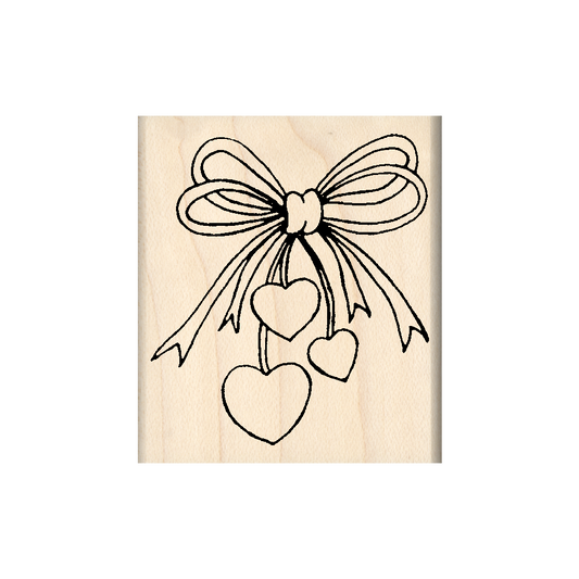 Ribbon Hearts Rubber Stamp 1.75" x 2" block