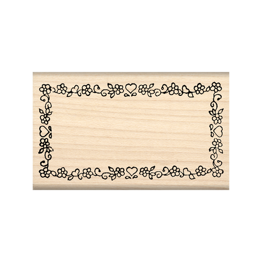 Flower/Hearts Border Rubber Stamp 1.5" x 2" block