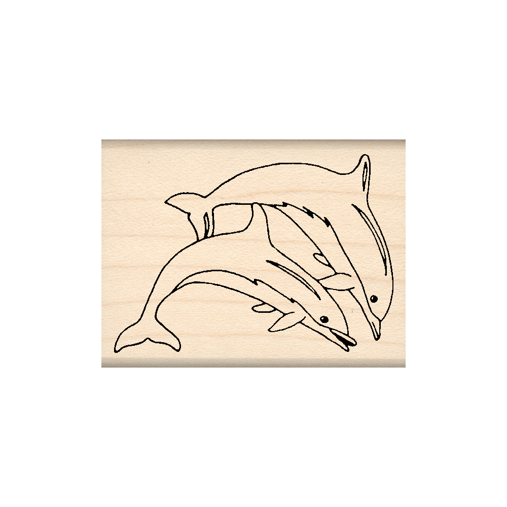 Dolphins Rubber Stamp 1.5" x 2" block