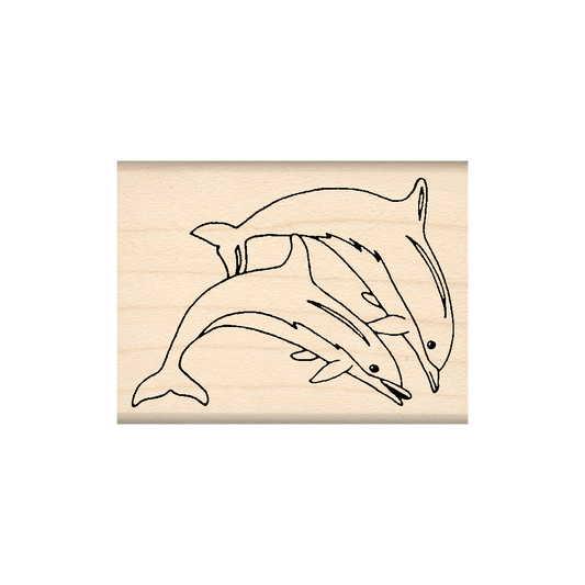 Dolphins Rubber Stamp 1.5" x 2" block