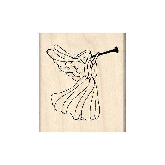 Trumpet Angel Rubber Stamp 1.5" x 2" block