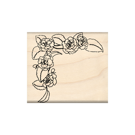 Flower Corner Rubber Stamp 1.75" x 2" block