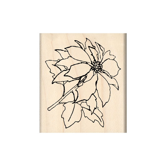 Poinsettia Rubber Stamp 1.75" x 2" block