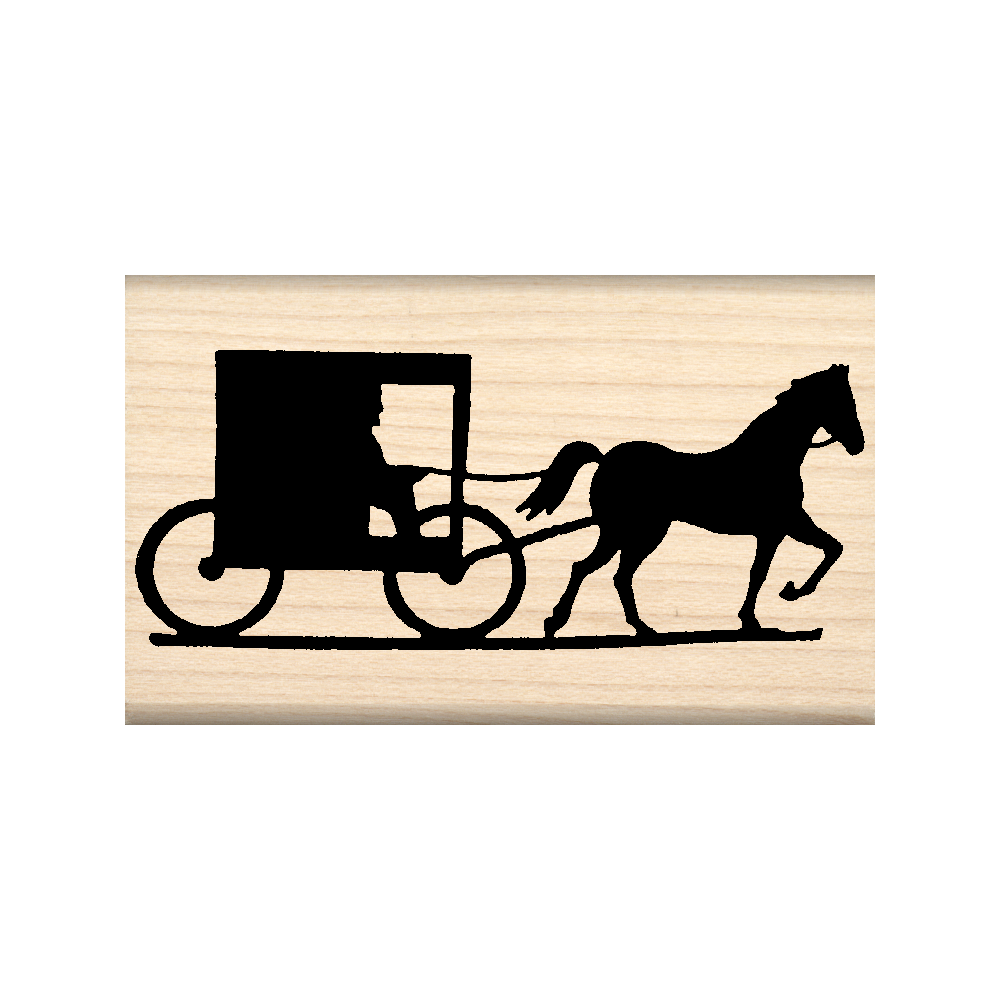 Amish Horse & Buggy Rubber Stamp 1.5" x 2.5" block