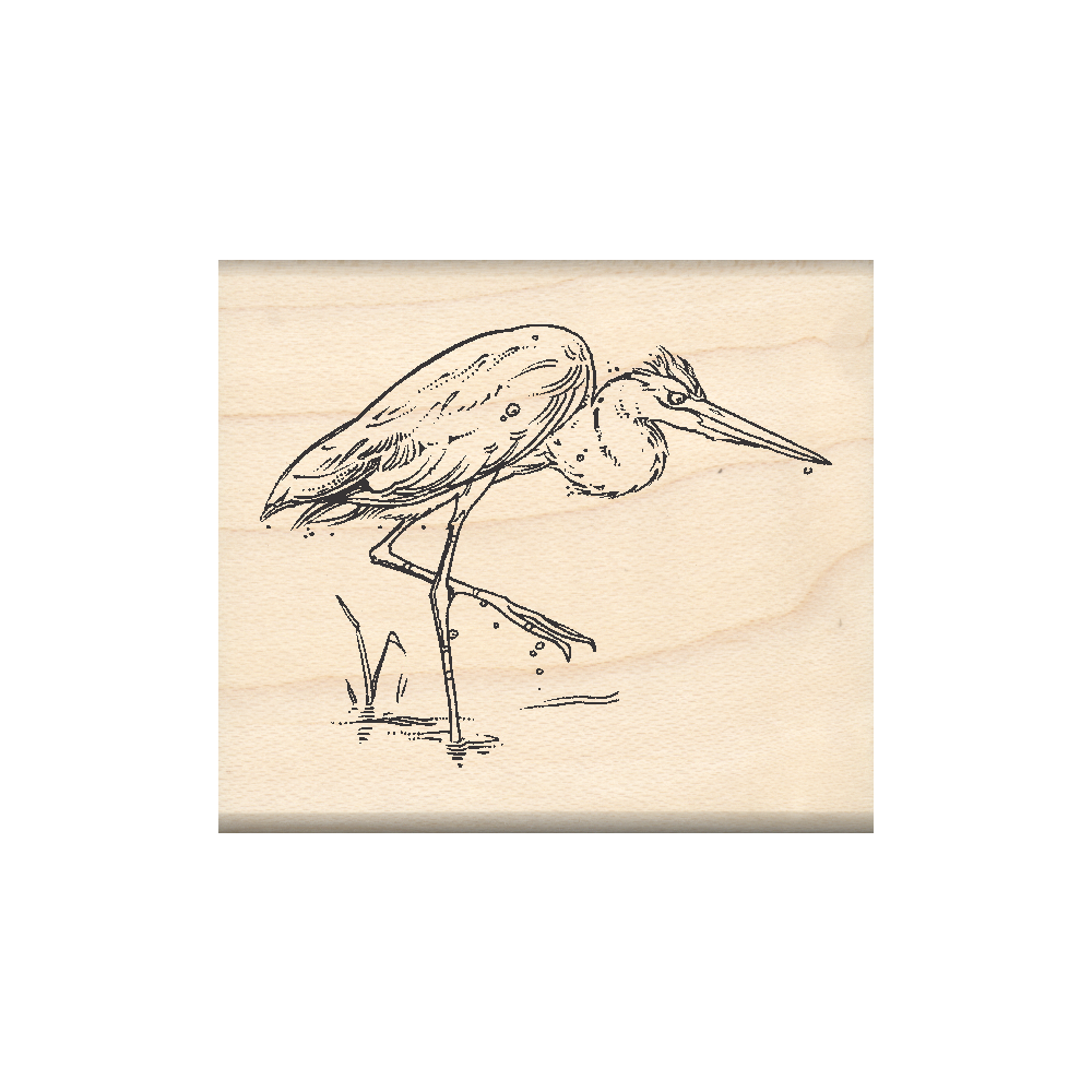 Heron Rubber Stamp 1.75" x 2" block