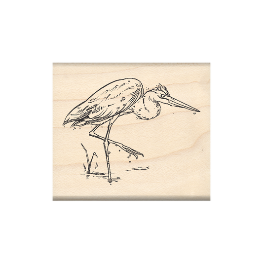 Heron Rubber Stamp 1.75" x 2" block