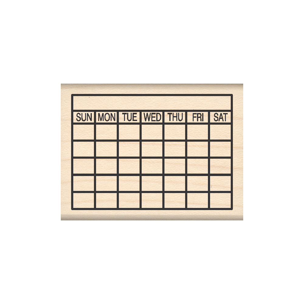 Bullet Journal 5 Row Calendar Rubber Stamp 1.75" x 2" block