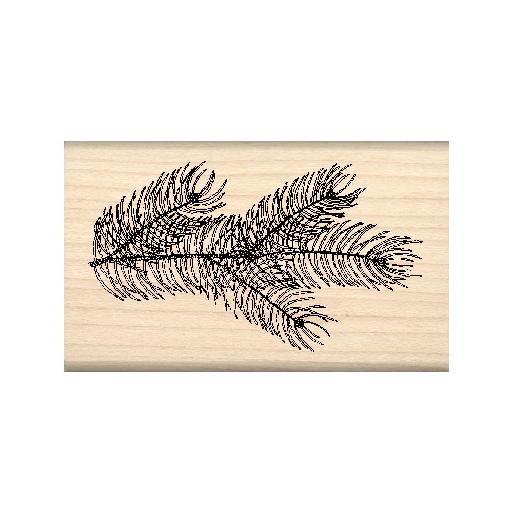 Pine Bough Rubber Stamp 1.5" x 2.5" block