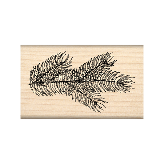 Pine Bough Rubber Stamp 1.5" x 2.5" block