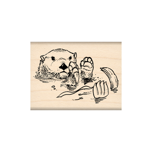 Otter Rubber Stamp 1.5" x 2" block