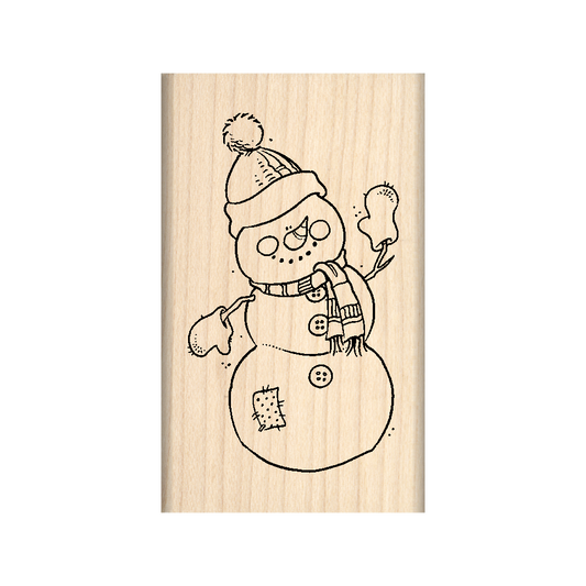 Snowman Rubber Stamp 1.5" x 2.5" block