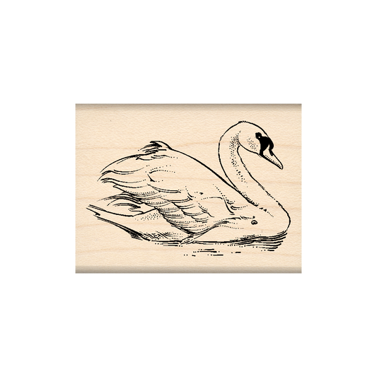 Swan Rubber Stamp 1.5" x 2" block