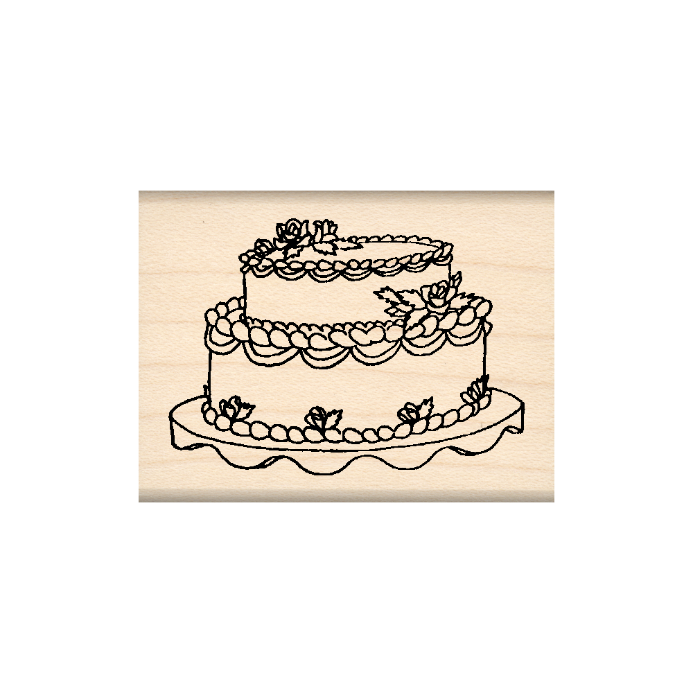Wedding Cake Rubber Stamp 1.5" x 2" block