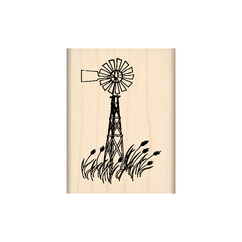 Windmill Rubber Stamp 1.5" x 2" block