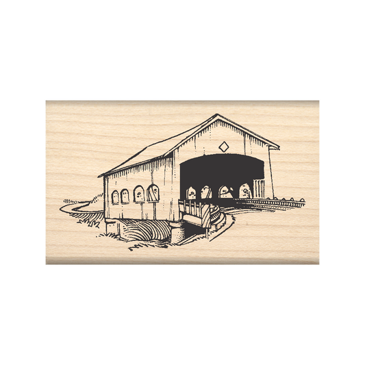 Covered Bridge Rubber Stamp 1.5" x 2.5" block