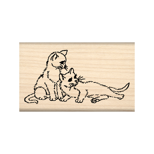 Cats Rubber Stamp 1.5" x 2.5" block