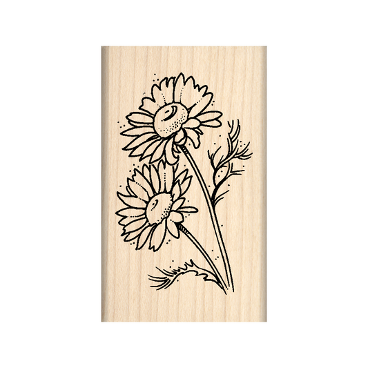 Flowers Rubber Stamp 1.5" x 2.5" block