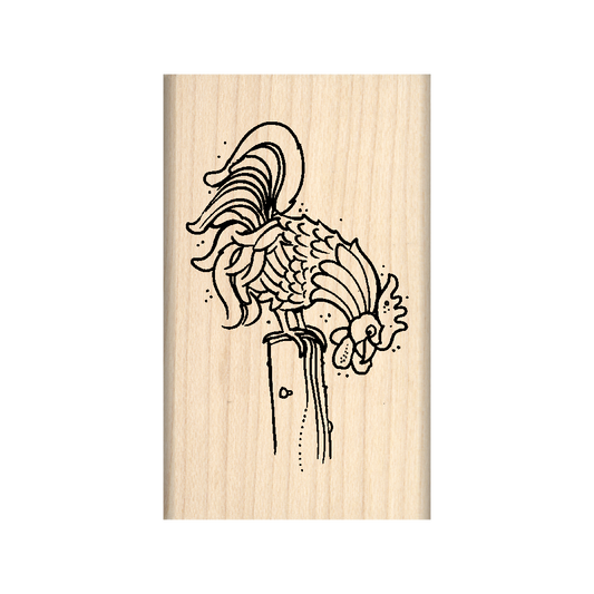 Rooster Rubber Stamp 1.5" x 2.5" block
