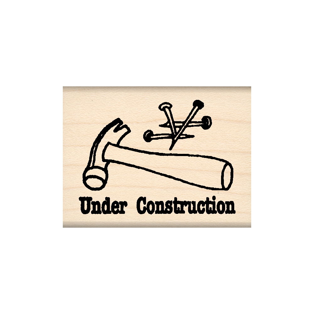 Under Construction Teacher Rubber Stamp 1.5" x 2" block