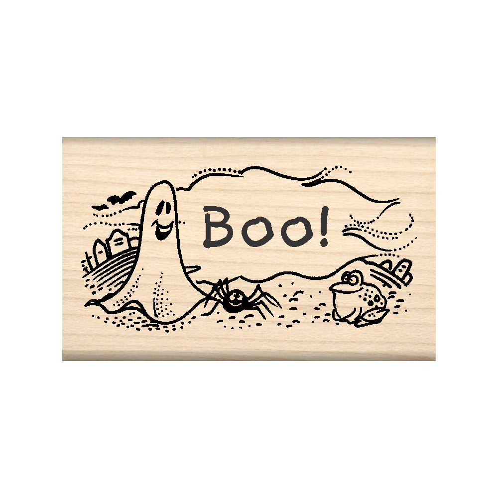 Boo! Rubber Stamp 1.5" x 2.5" block