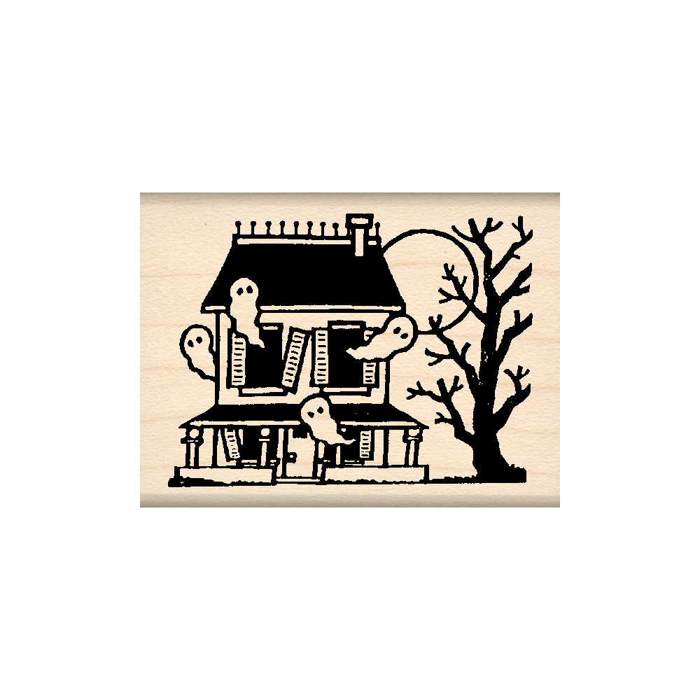 Haunted House Rubber Stamp 1.5" x 2" block