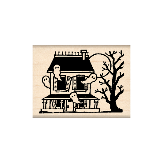 Haunted House Rubber Stamp 1.5" x 2" block