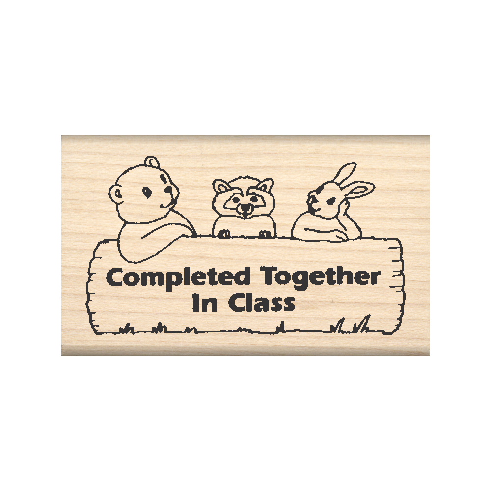 Completed Together In Class Teacher Rubber Stamp 1.5" x 2.5" block