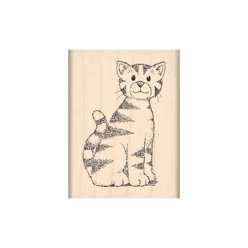 Cat Rubber Stamp 1.5" x 2" block