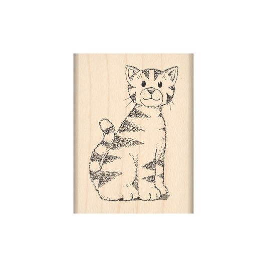 Cat Rubber Stamp 1.5" x 2" block