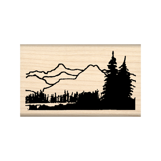 Mountain Scene Rubber Stamp 1.5" x 2.5" block