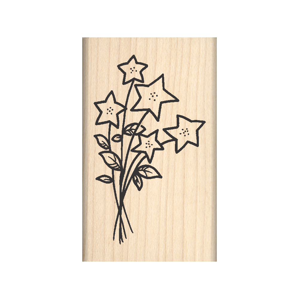 Flowers Rubber Stamp 1.5" x 2.5" block